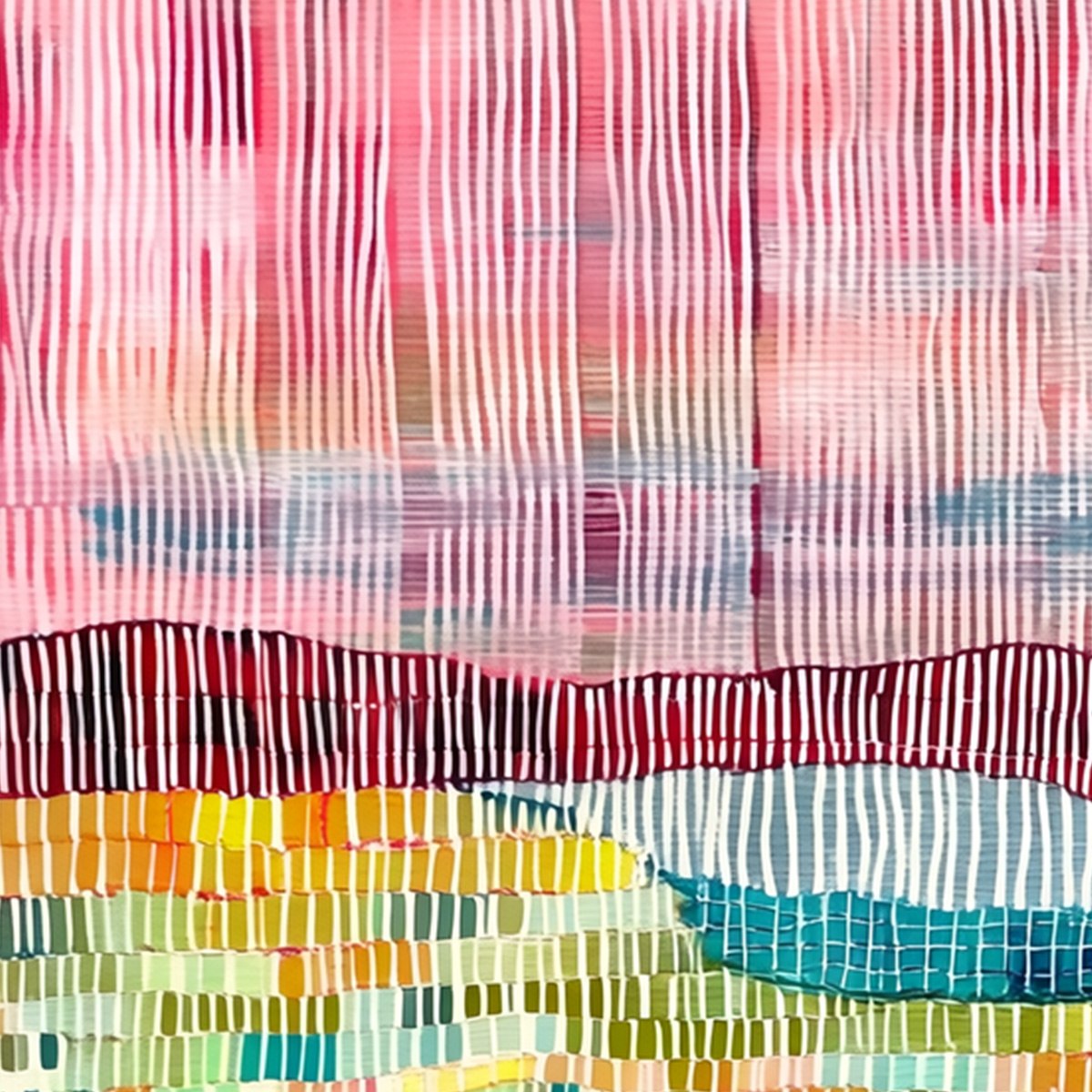 WOVEN HORIZON: Vibrant Textured Abstract Landscape Painting - Image 5