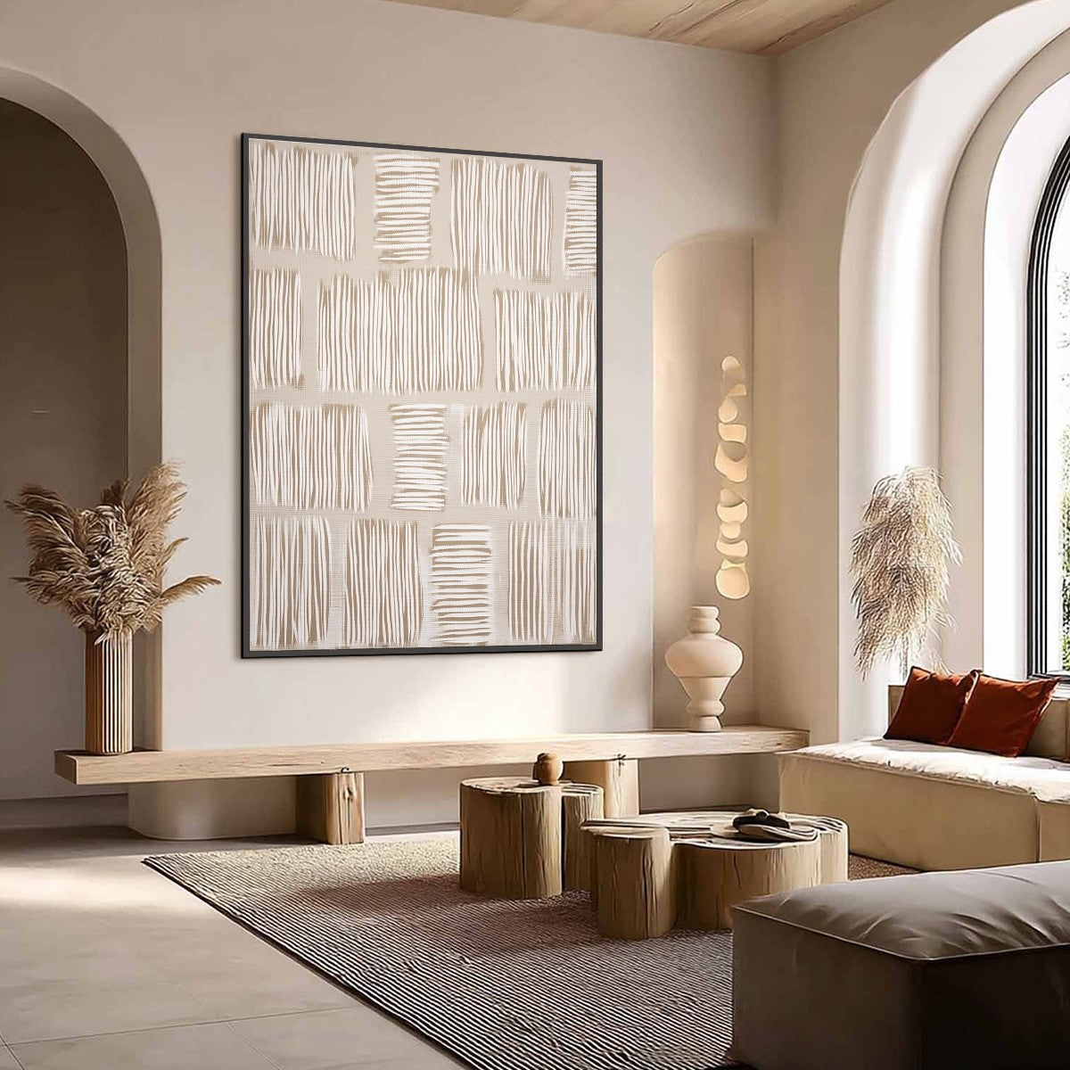 WOVEN PATHS: Textured Wabi Sabi Abstract Painting in Neutral Tones - Image 7