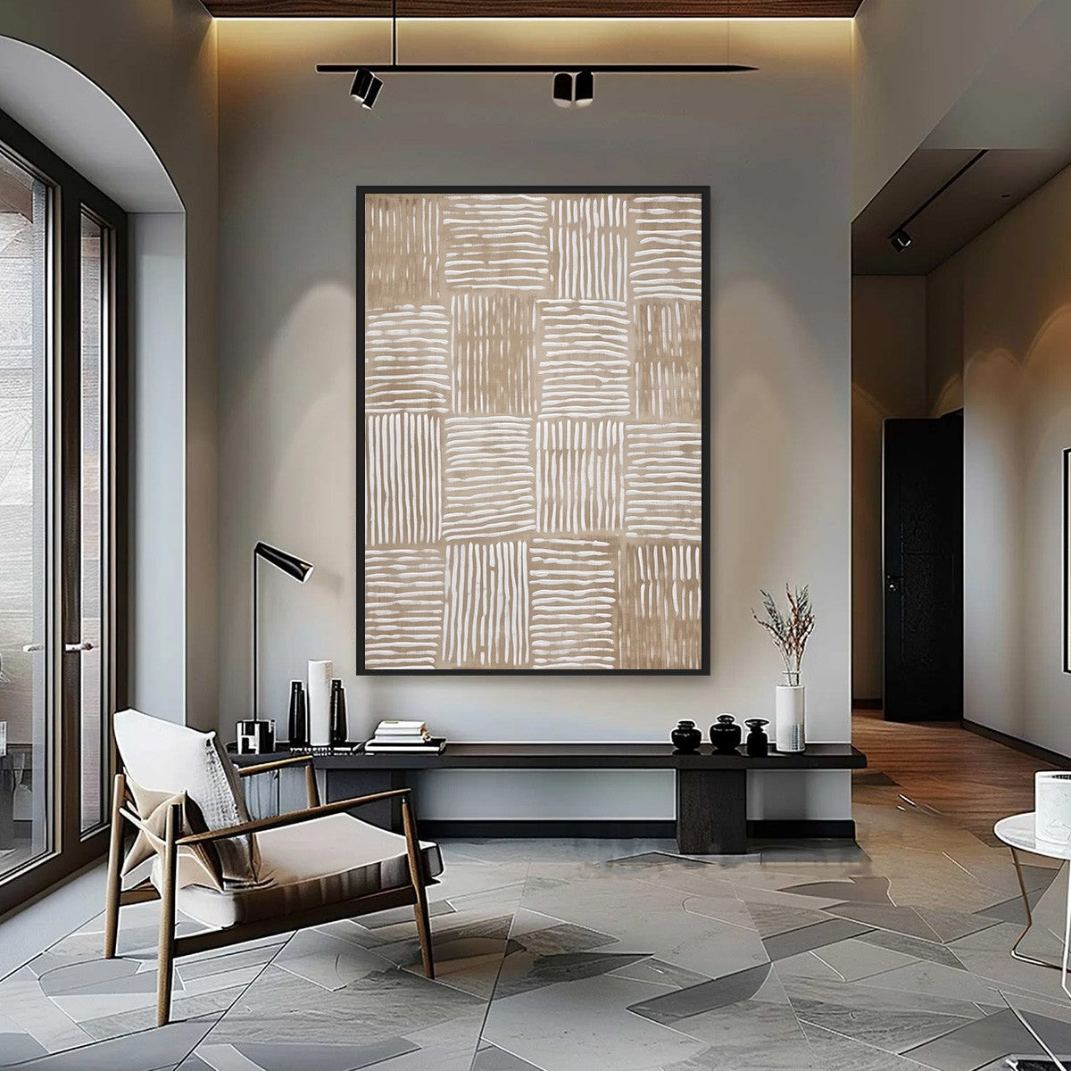 WOVEN RHYTHM: Textured Wabi Sabi Abstract Wall Art - Image 2