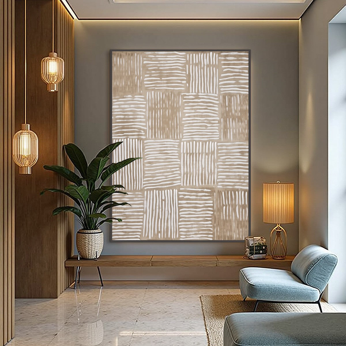 WOVEN RHYTHM: Textured Wabi Sabi Abstract Wall Art - Image 4