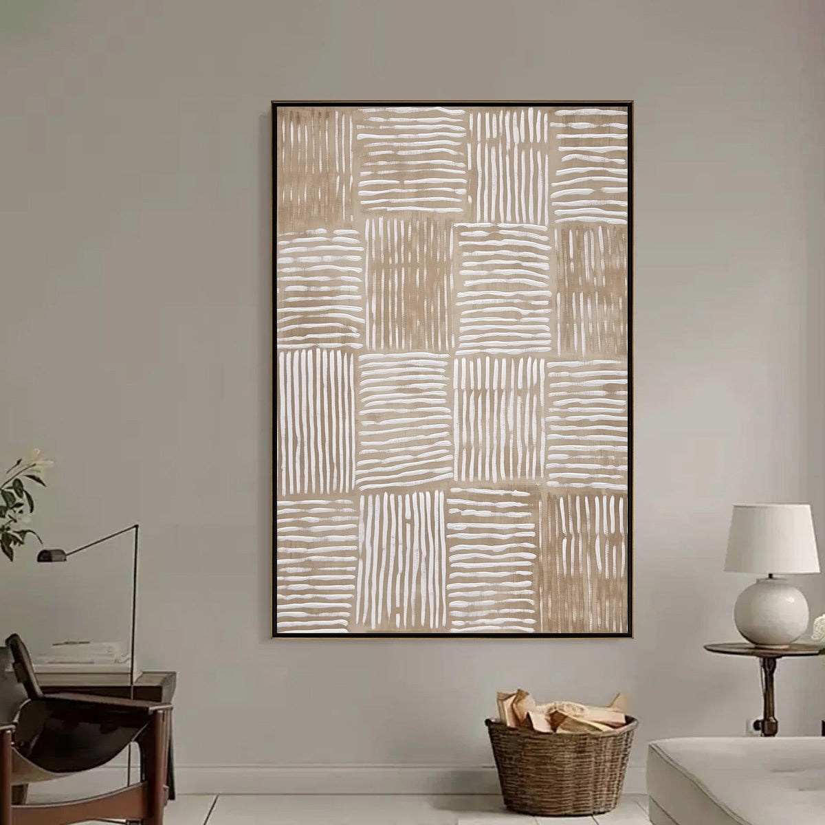 WOVEN RHYTHM: Textured Wabi Sabi Abstract Wall Art - Image 6