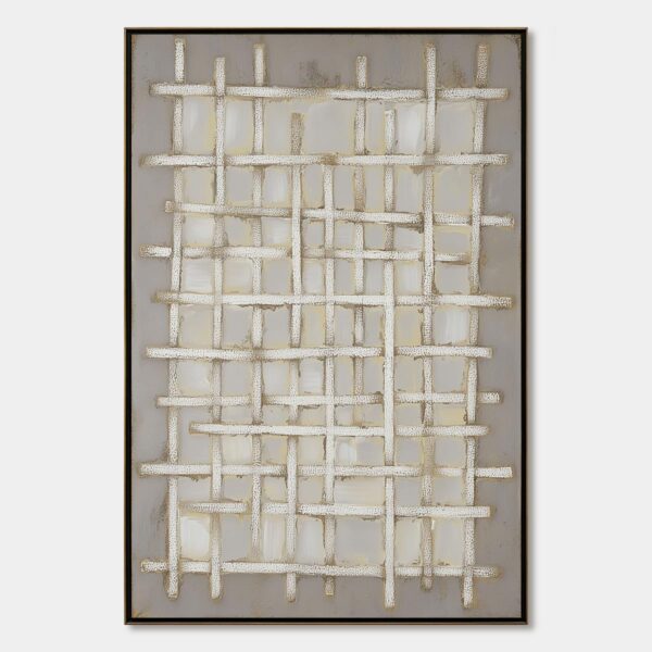 WOVEN TRANQUILITY Minimalist Textured Beige Abstract Oil Painting