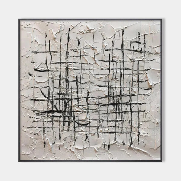 WOVEN LINES: Textured Minimalist Abstract Painting in Black and White