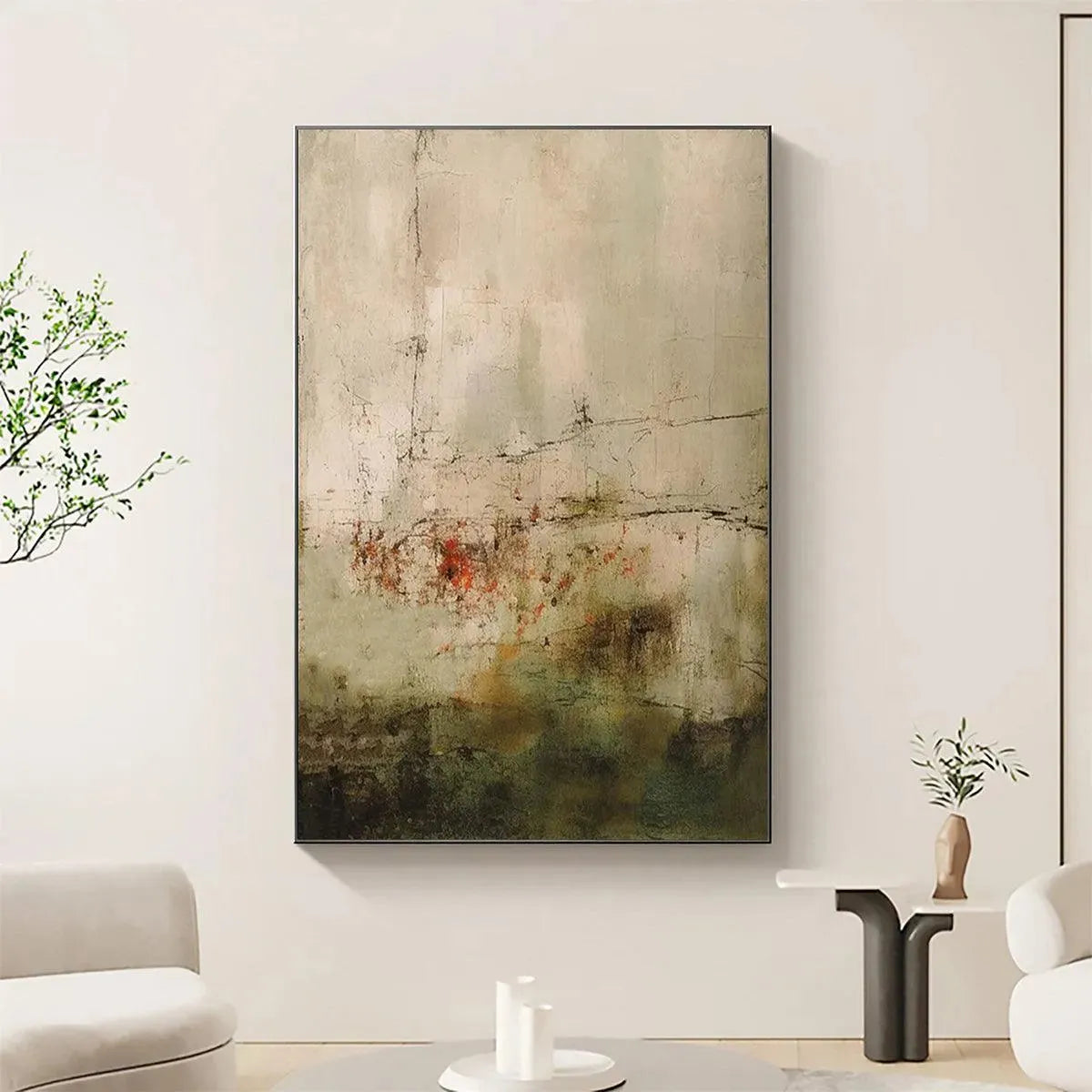 WABI SABI TERRAIN: Textured Abstract Landscape Painting, Vertical Wall Art - Image 8