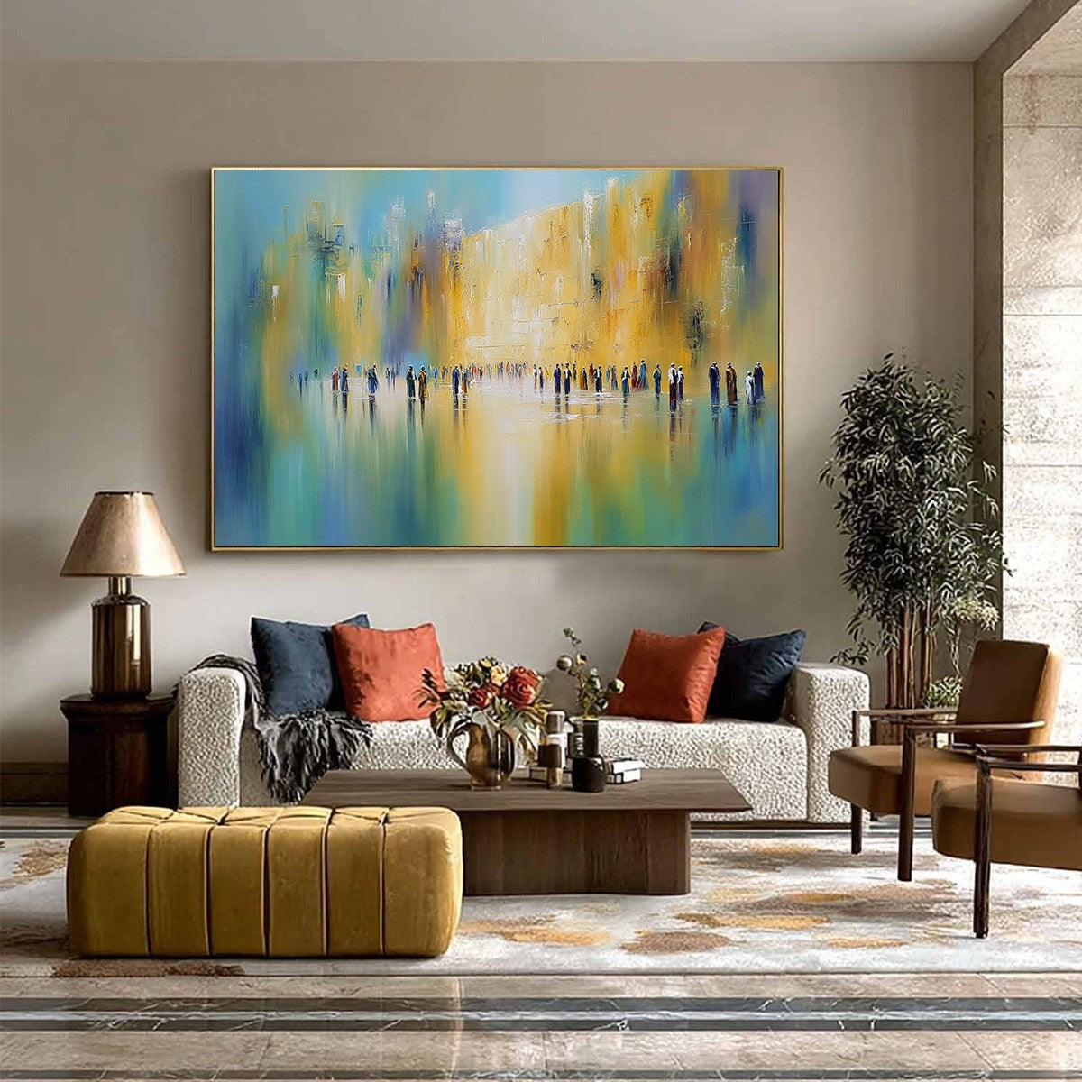 Wall of Whispers | Textured Abstract Cityscape Oil Painting - Image 4