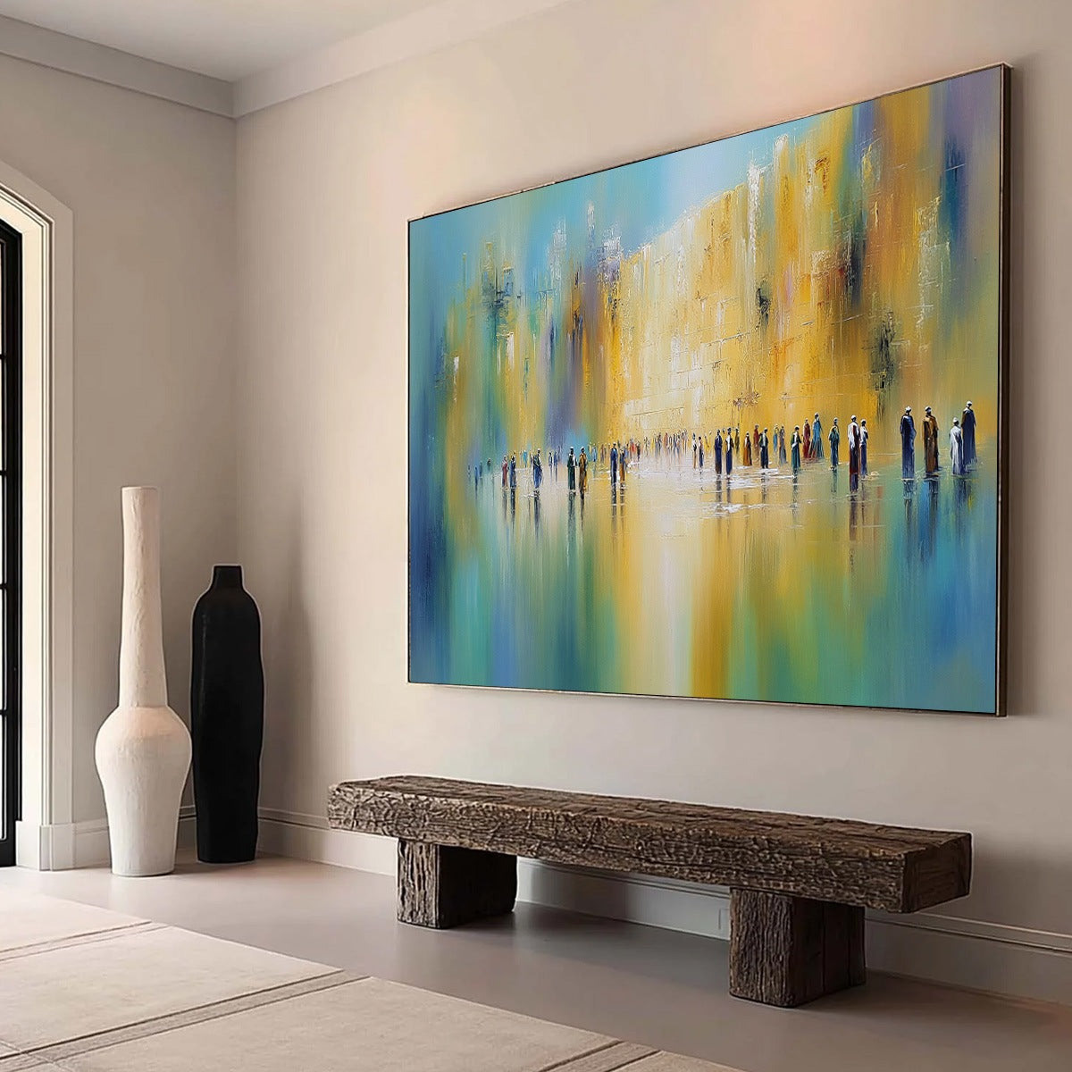 Wall of Whispers | Textured Abstract Cityscape Oil Painting - Image 7