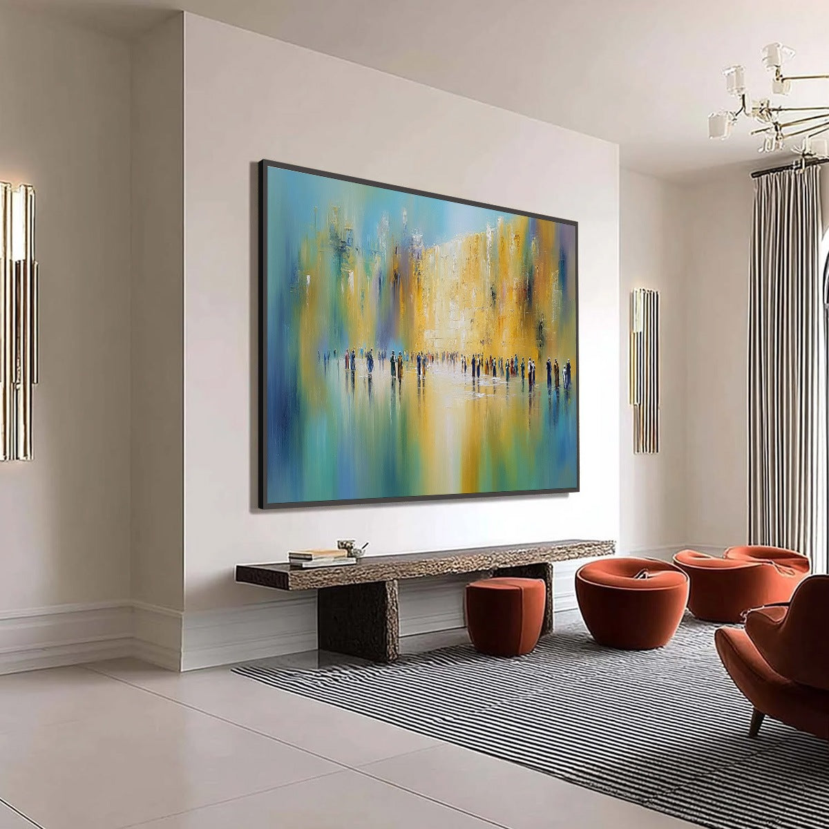 Wall of Whispers | Textured Abstract Cityscape Oil Painting - Image 8