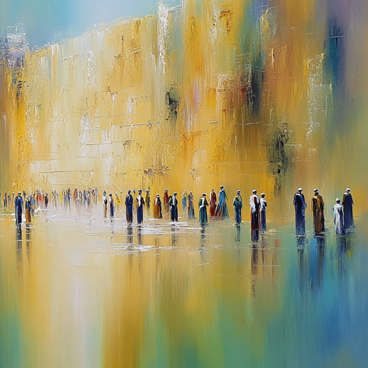 Wall of Whispers | Textured Abstract Cityscape Oil Painting - Image 3
