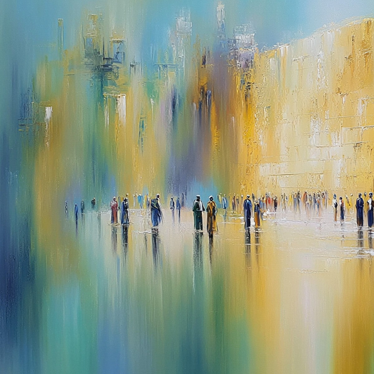 Wall of Whispers | Textured Abstract Cityscape Oil Painting - Image 5