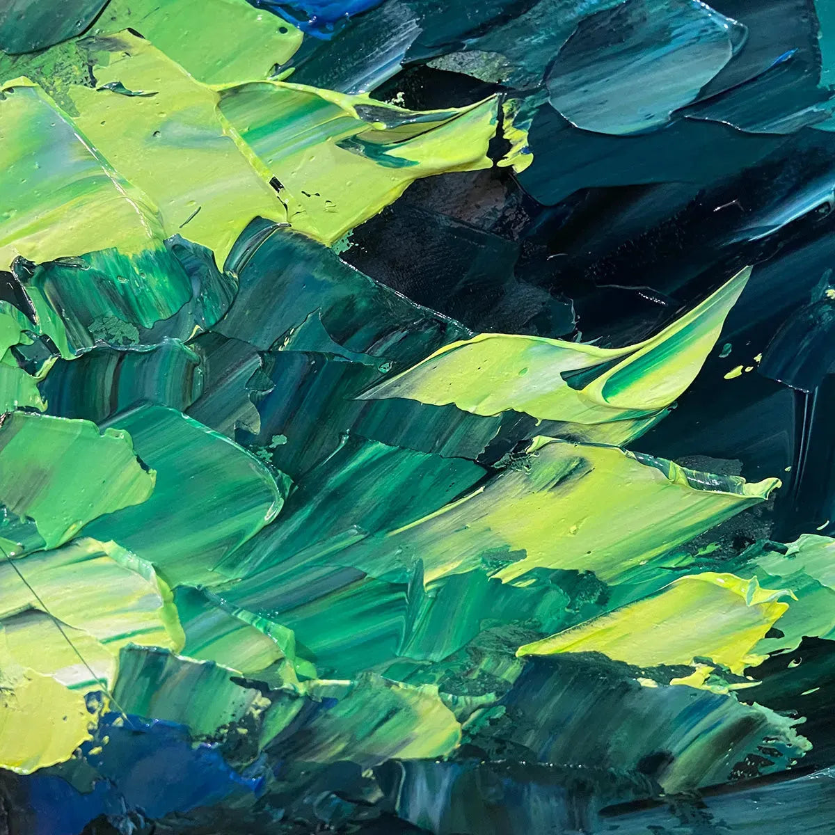 EMERALD FOREST: Panoramic Landscape Painting of an Evergreen Forest, Textured Impasto, Modern Wall Art, Green - Image 3