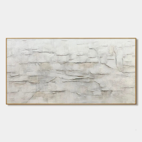 WHITE SANDS: White Abstract Minimalist Oil Painting on Canvas