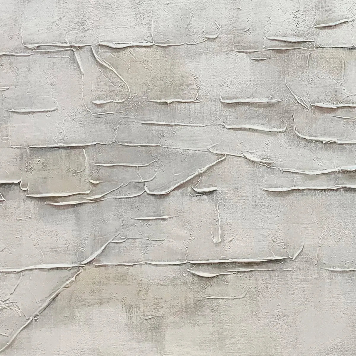 WHITE SANDS: White Abstract Minimalist Oil Painting on Canvas - Image 3