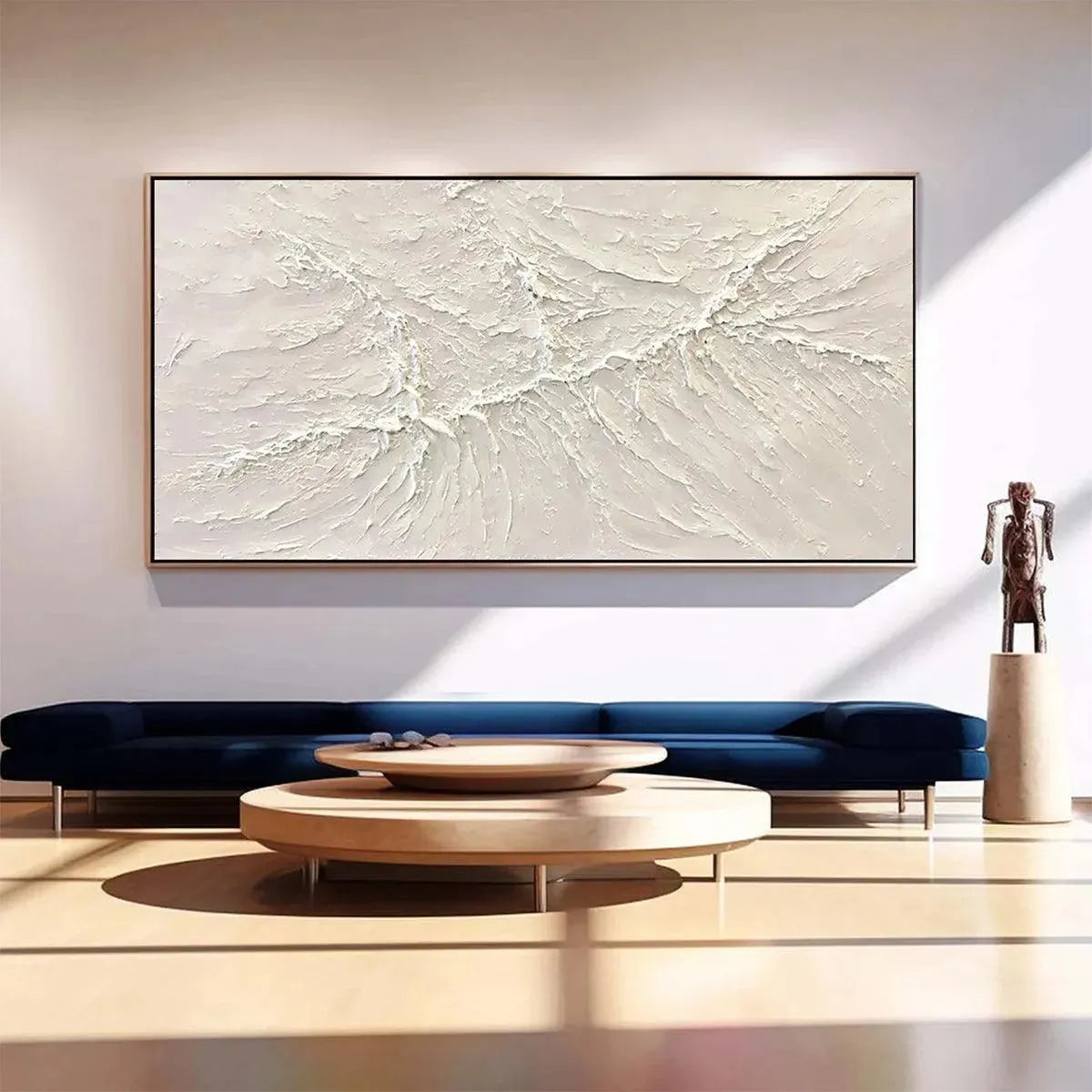 WHITE SANDS: Textured Minimalist Abstract Painting in White - Image 4