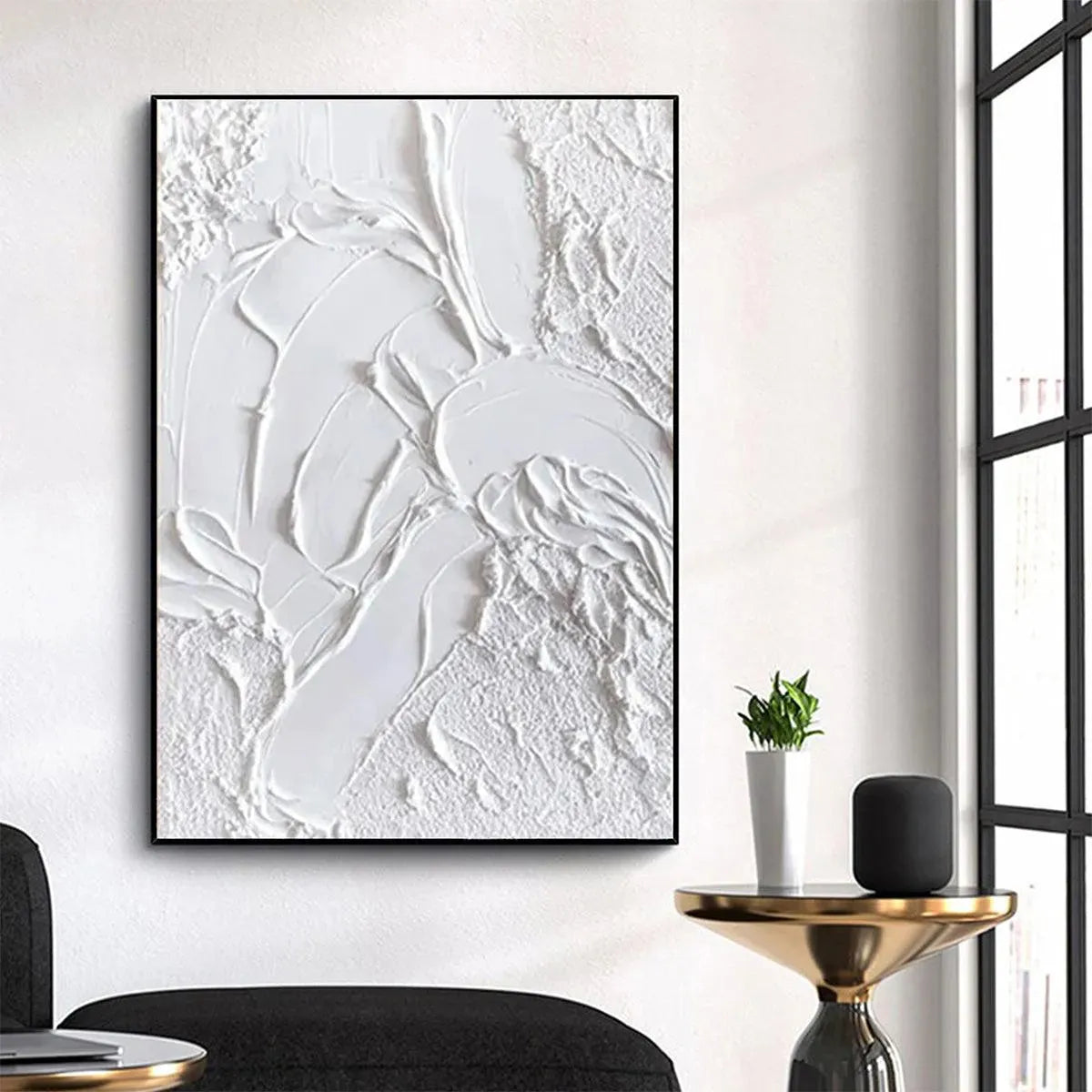 WHITE TEXTURE: Textured Abstract Painting, White Wall Art, Vertical Canvas, Minimalist Decor - Image 2