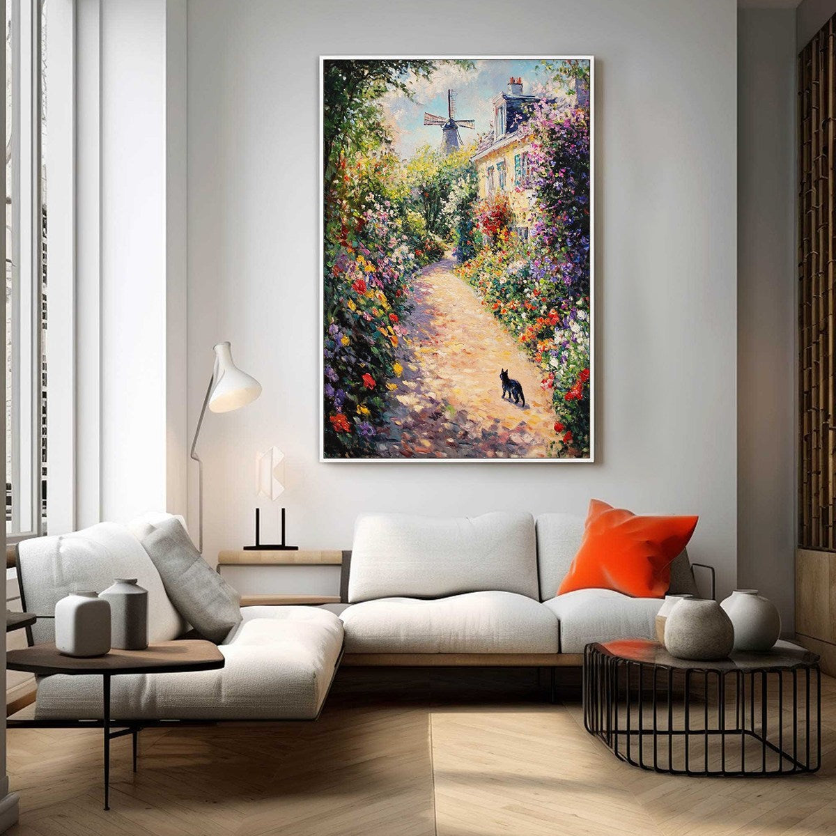 WINDMILL WAY: Charming Village Garden Path Oil Painting - Image 6