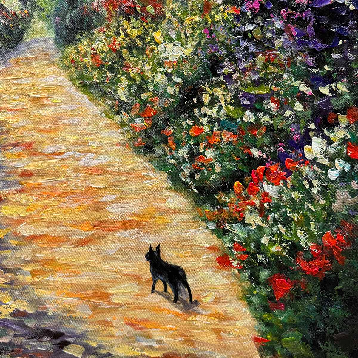 WINDMILL WAY: Charming Village Garden Path Oil Painting - Image 3