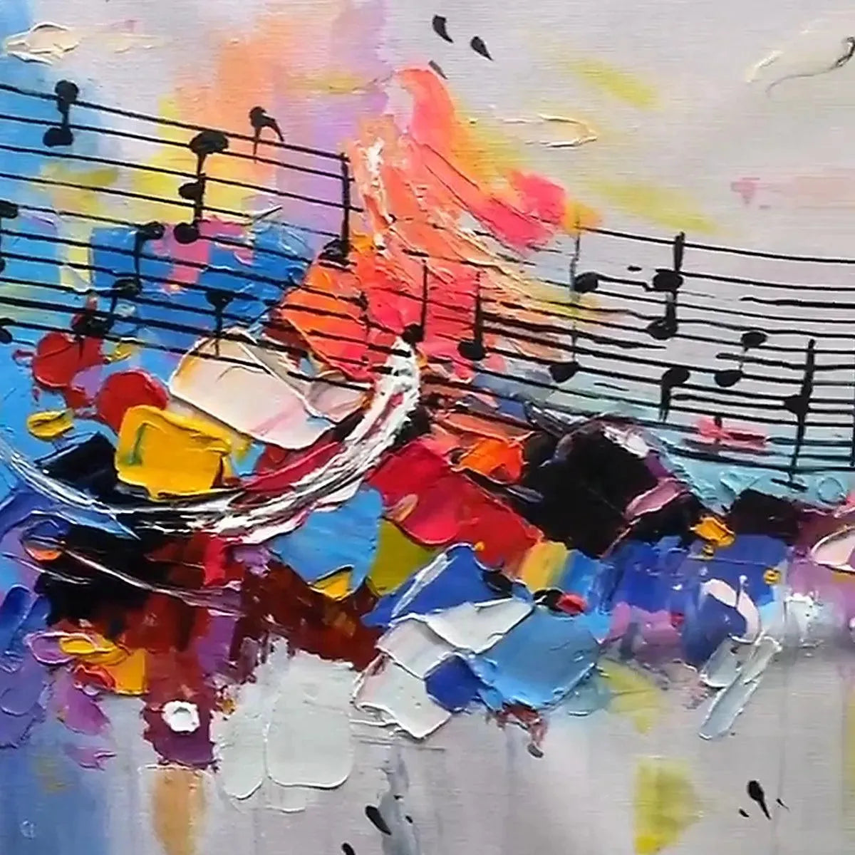 MELODY IN COLOR: Abstract Painting with Musical Notes - Image 4