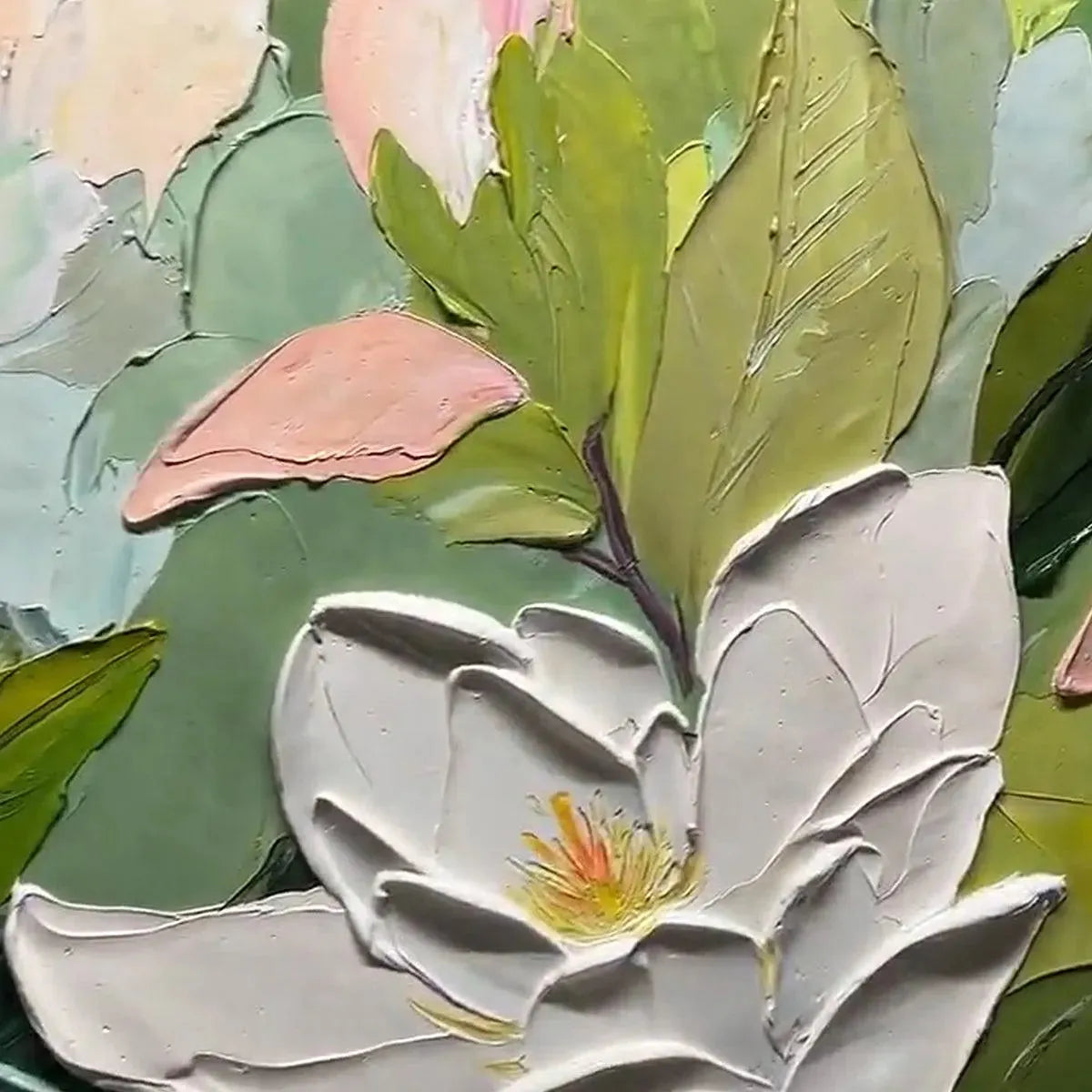 MAGNOLIA BLOSSOMS: Textured Floral Painting, Impasto Wall Art, Horizontal Canvas, Magnolia Decor - Image 6