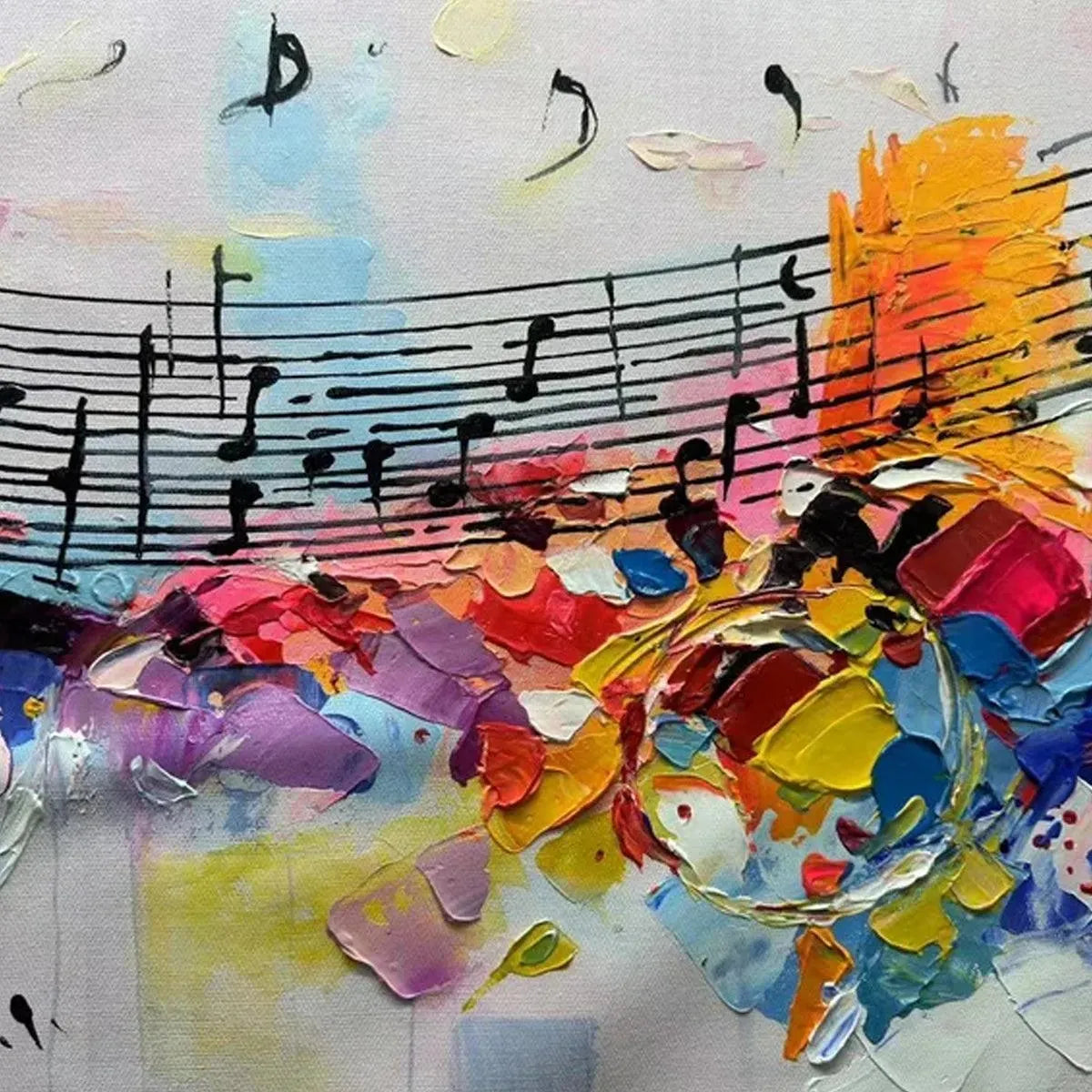 MELODY IN COLOR: Abstract Painting with Musical Notes - Image 3