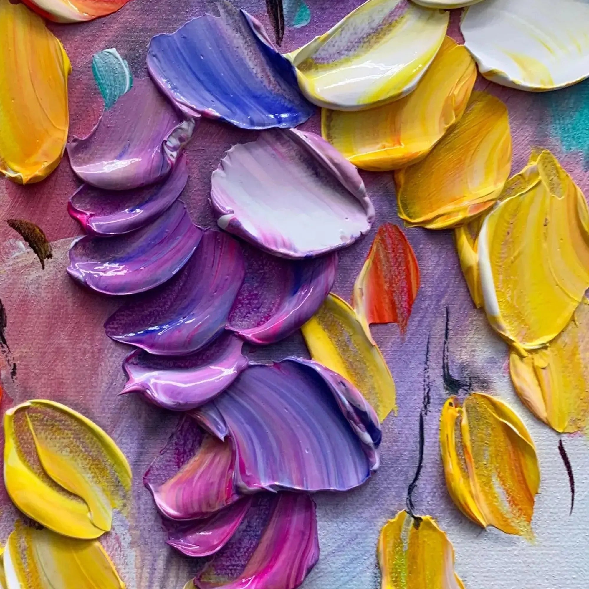 CASCADING COLOR: Textured Floral Impasto Painting - Image 3