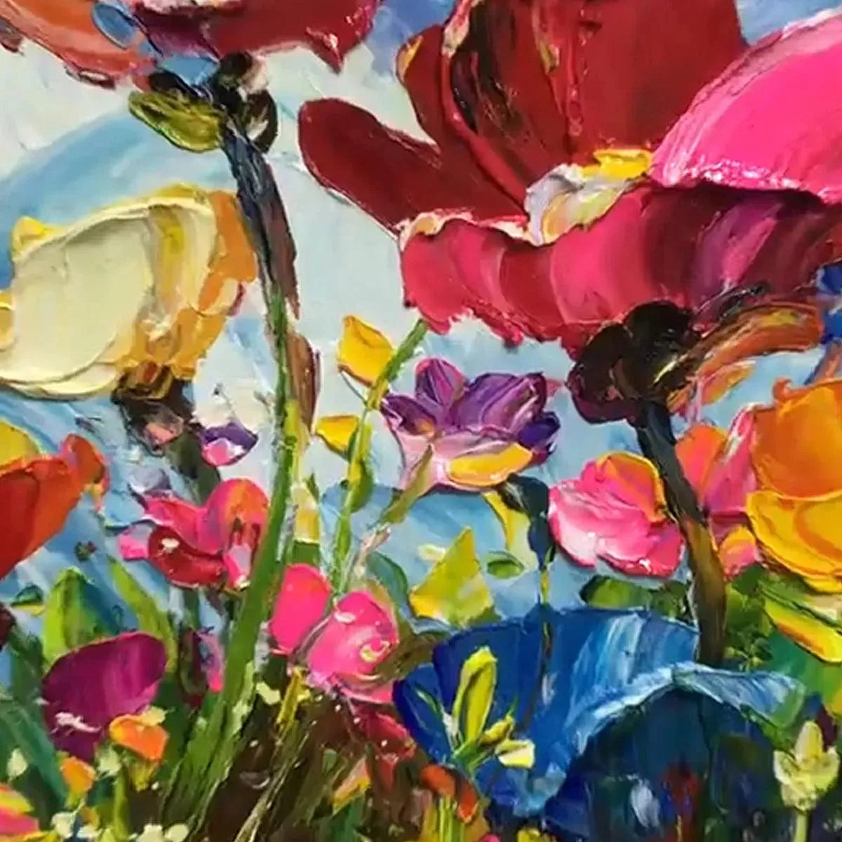 FIELD OF DREAMS: Textured Floral Painting, Impasto Wall Art, Horizontal Canvas, Wildflower Decor - Image 5