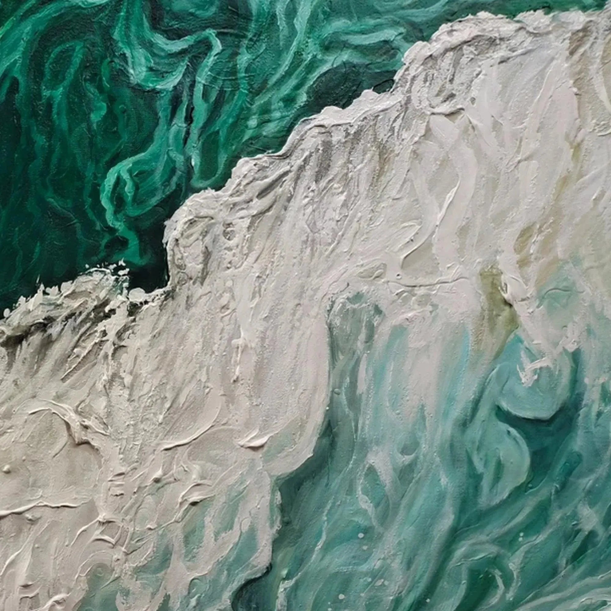 EMERALD FLOW: Abstract Ocean Painting, Horizontal Wall Art - Image 3