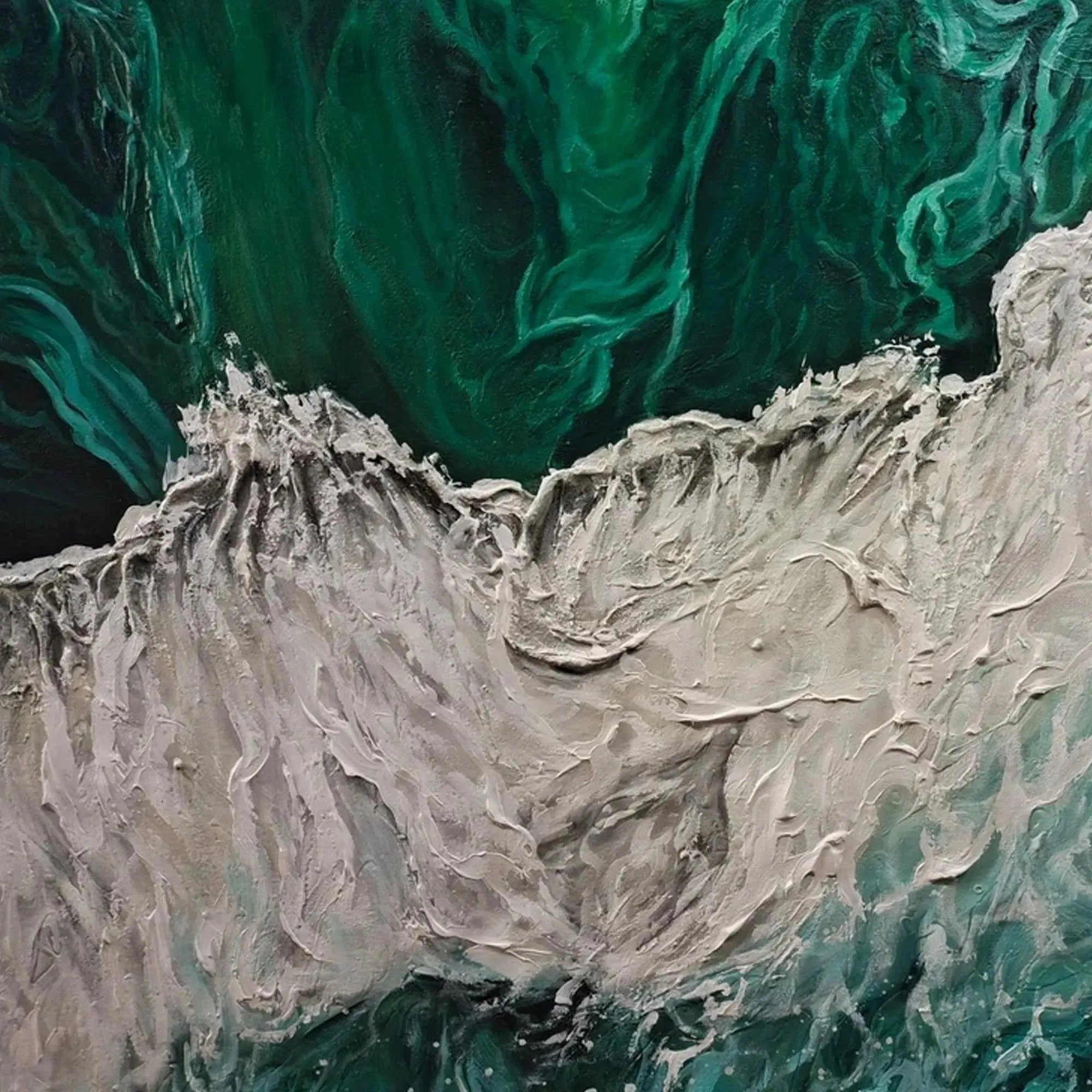 EMERALD FLOW: Abstract Ocean Painting, Horizontal Wall Art - Image 5