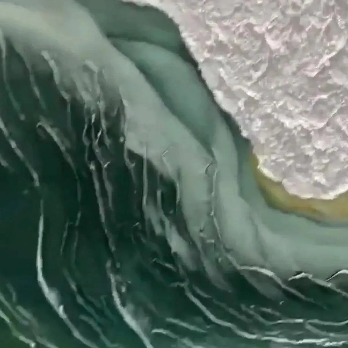 EMERALD DEPTHS: Textured Abstract Seascape Painting, Green and White Wall Art, Panoramic Canvas, Coastal Decor - Image 5