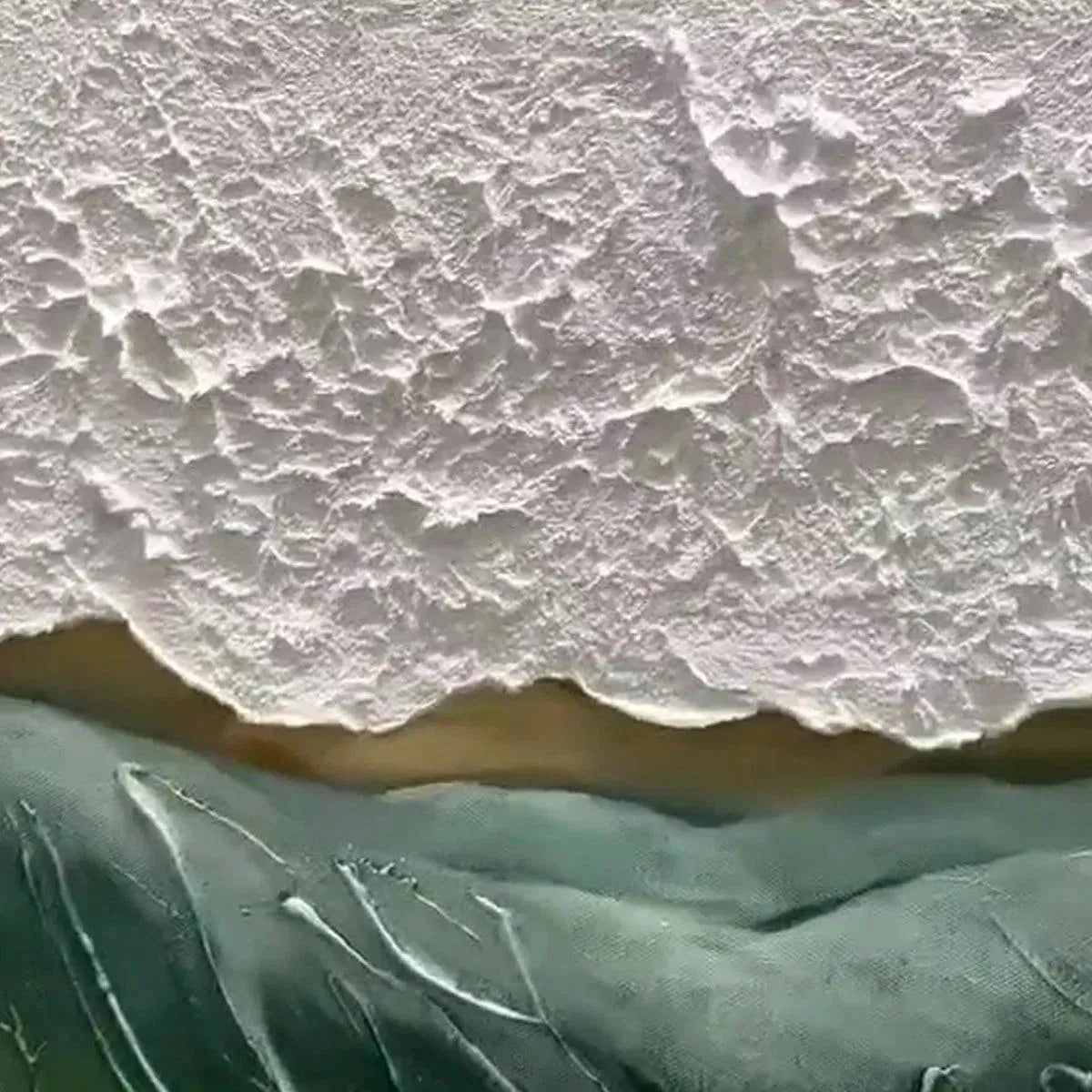 EMERALD DEPTHS: Textured Abstract Seascape Painting, Green and White Wall Art, Panoramic Canvas, Coastal Decor - Image 7