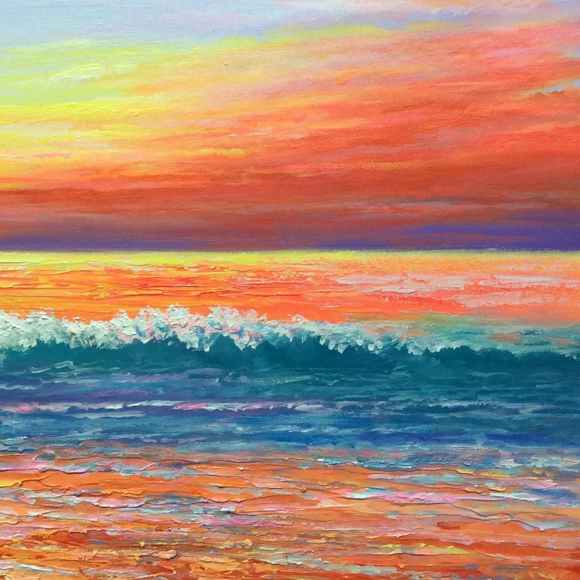 TROPICAL SUNSET BEACH: Vibrant Coastal Painting - Image 3
