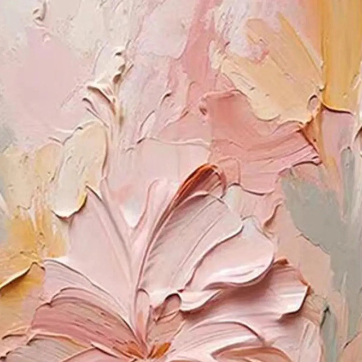 BLUSHING BLOOMS: Textured Floral Painting, Pink and Peach Wall Art, Vertical Canvas, Impasto Decor - Image 3