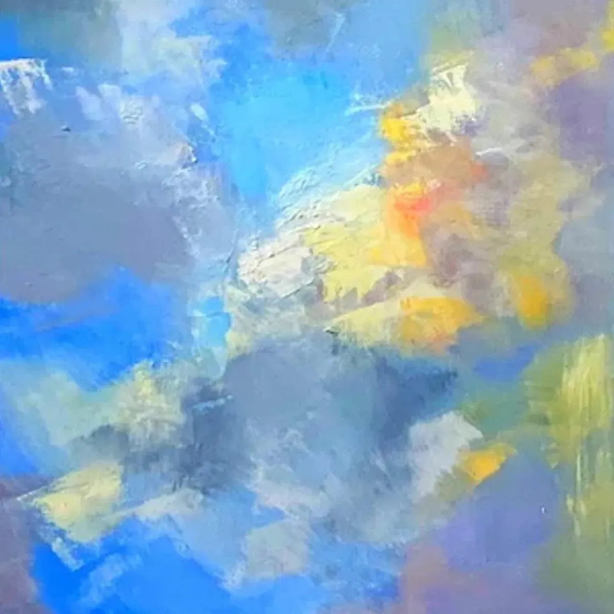 SKYSCAPE SERENADE: Abstract Painting, Blue and Yellow Wall Art, Textured Canvas, Vertical - Image 6
