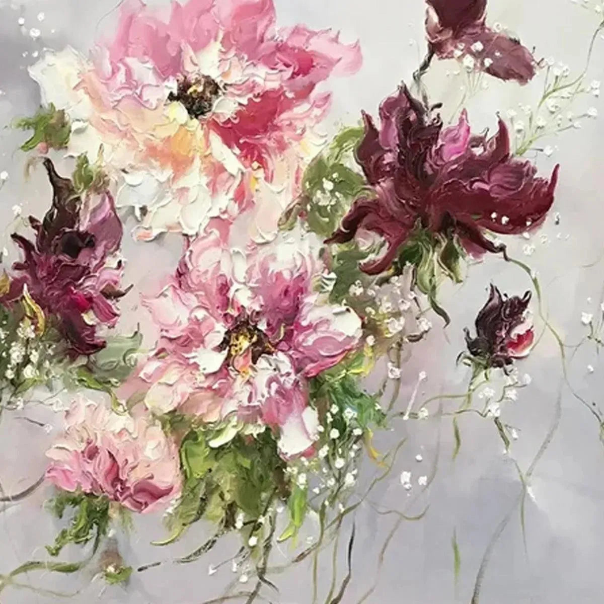 WILD ROSE WHISPERS: Floral Painting, Panoramic Wall Art, Romantic Decor, Pink and Burgundy Flowers - Image 3