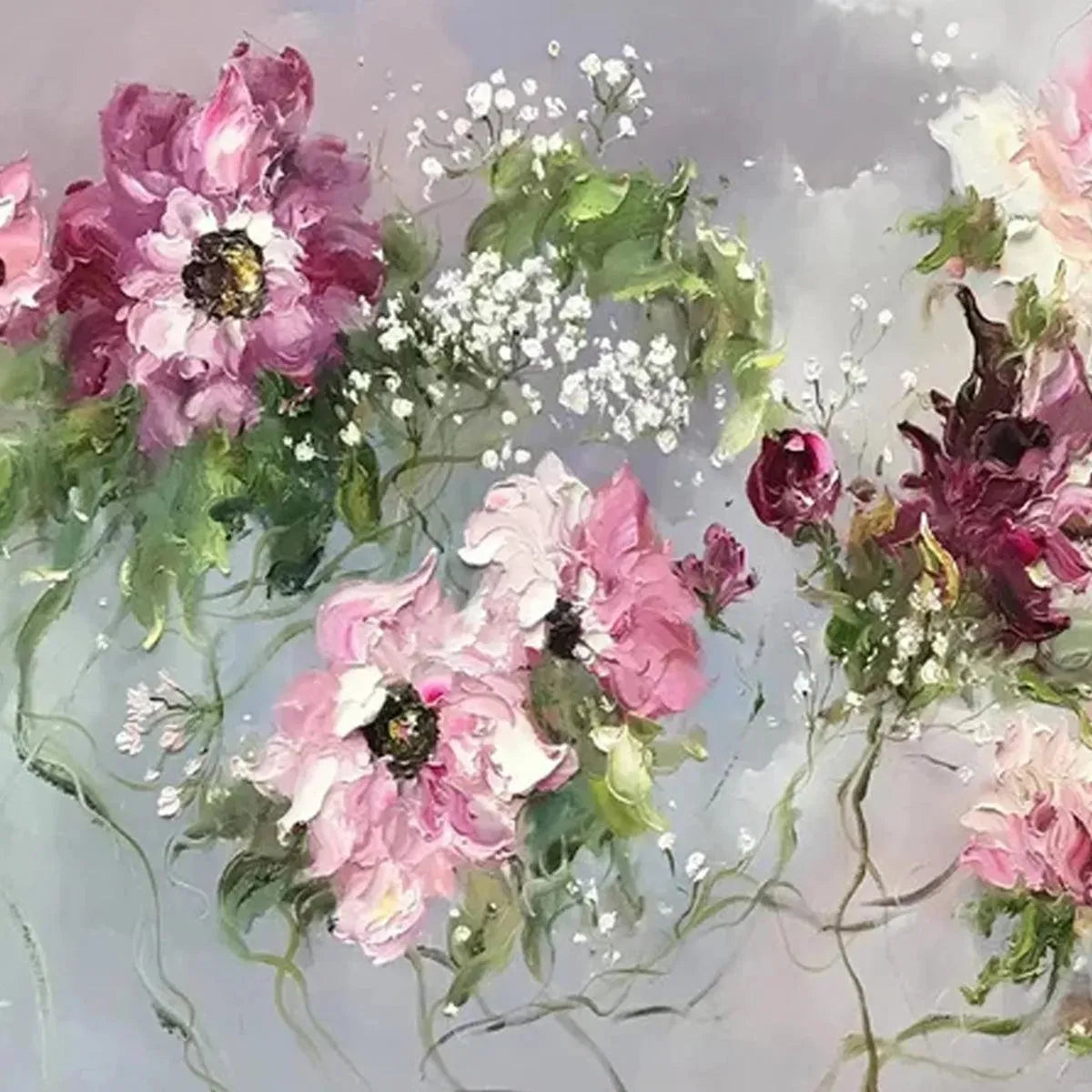 WILD ROSE WHISPERS: Floral Painting, Panoramic Wall Art, Romantic Decor, Pink and Burgundy Flowers - Image 8