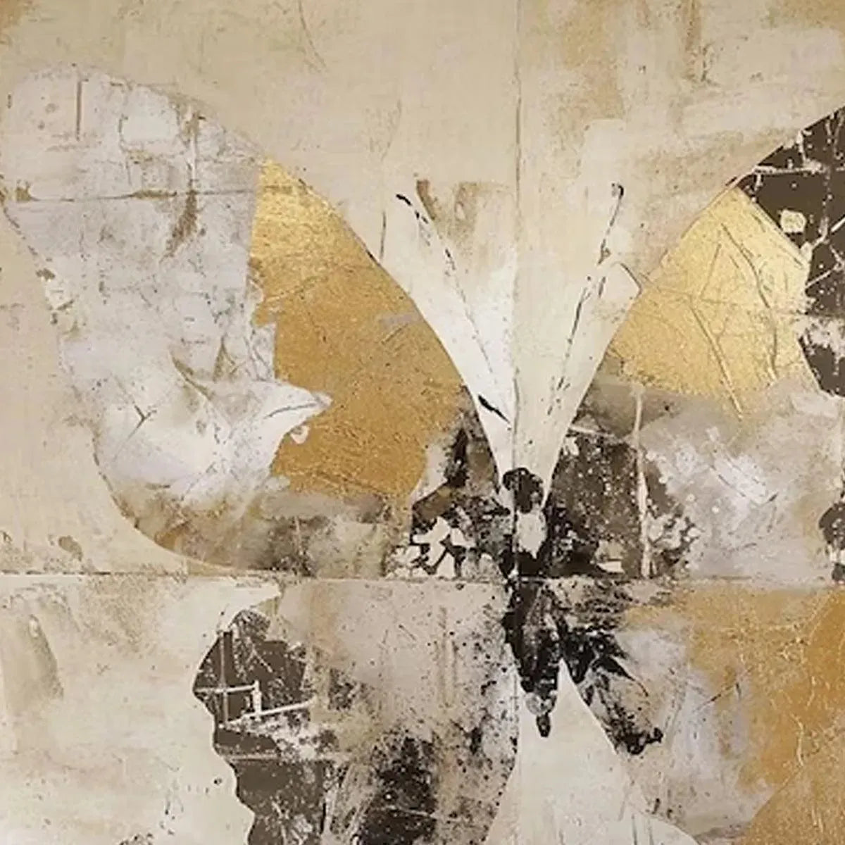 GOLDEN MONARCH: Gold Butterfly Painting, Square Canvas Art, Textured Wall Art, Beige and Gold Decor - Image 8