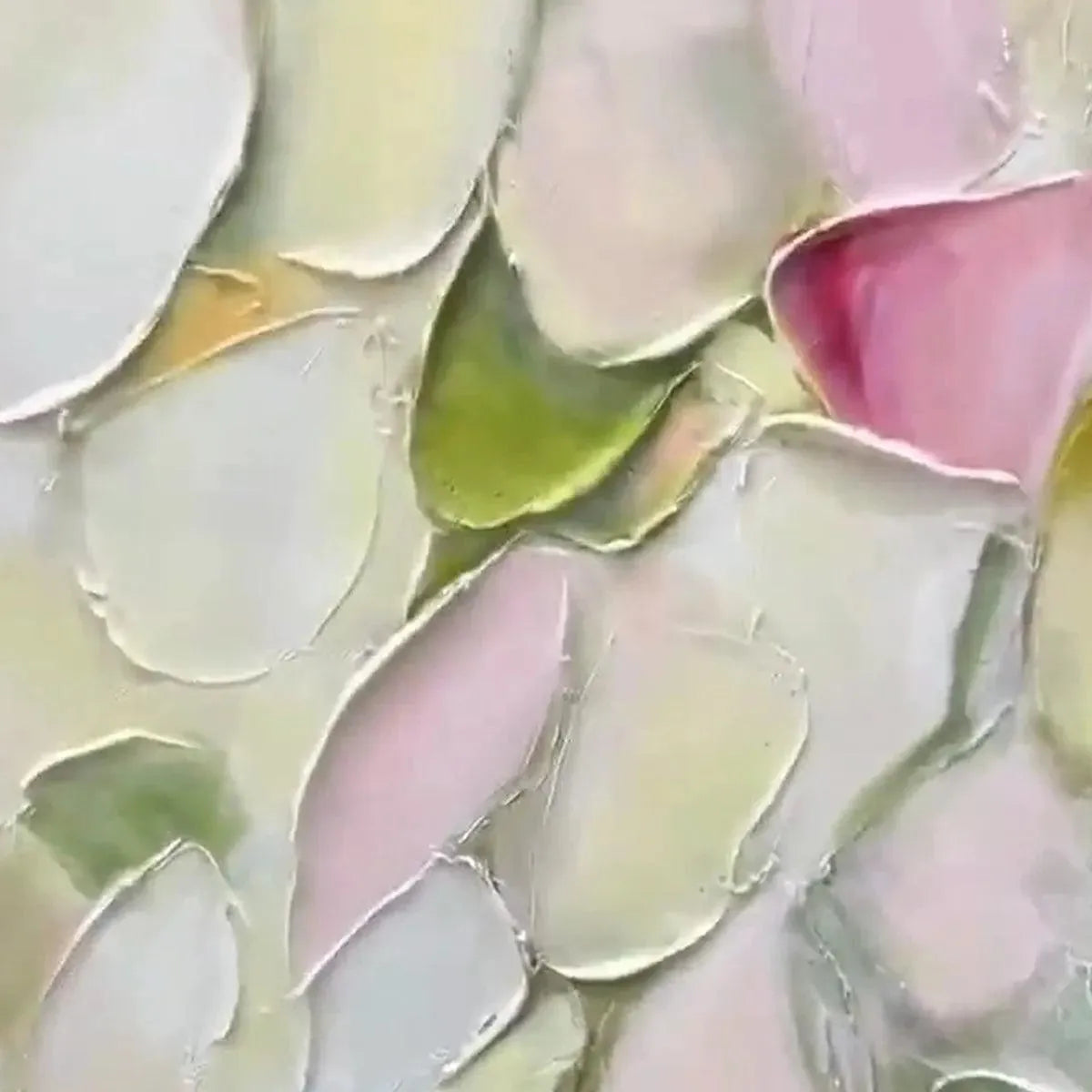 BLUSHING BLOOMS: Textured Abstract Floral Painting, Pastel Pink and Green Wall Art, Vertical Canvas, Impasto Decor - Image 3