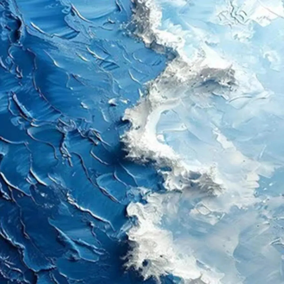 OCEANIC WHISPERS: Textured Ocean Painting, Blue Abstract Wall Art, Vertical Canvas, Impasto Decor - Image 5