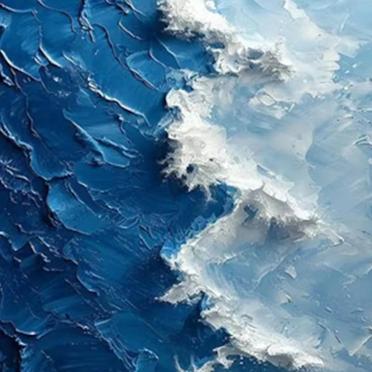 OCEANIC WHISPERS: Textured Ocean Painting, Blue Abstract Wall Art, Vertical Canvas, Impasto Decor - Image 9
