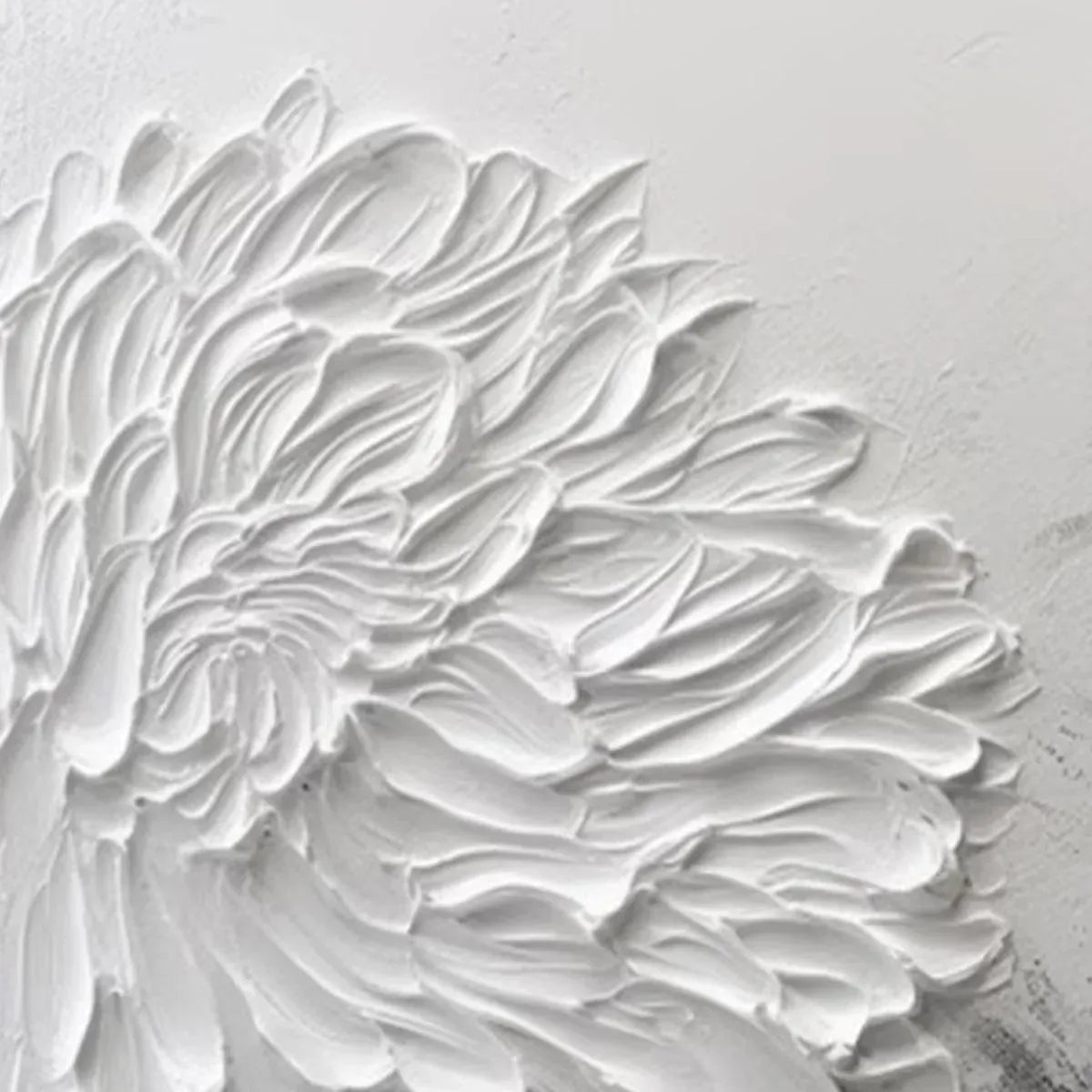 WHITE TEXTURED BLOOM: 3D Floral Impasto Painting, Vertical Wall Art - Image 8