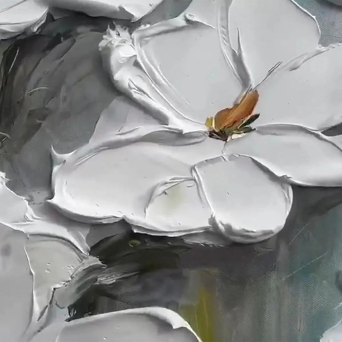 WHITE MAGNOLIA BLOSSOMS: Textured Floral Painting, White Flower Wall Art, Panoramic Canvas, Impressionist Decor - Image 3