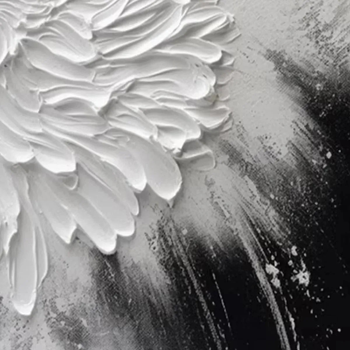 WHITE TEXTURED BLOOM: 3D Floral Impasto Painting, Vertical Wall Art - Image 3