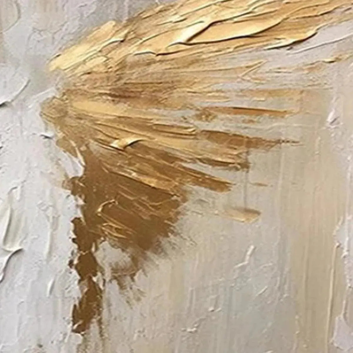 GOLDEN WINGS: Textured Abstract Painting, Gold and Beige Wall Art, Panoramic Canvas, Modern Decor - Image 4
