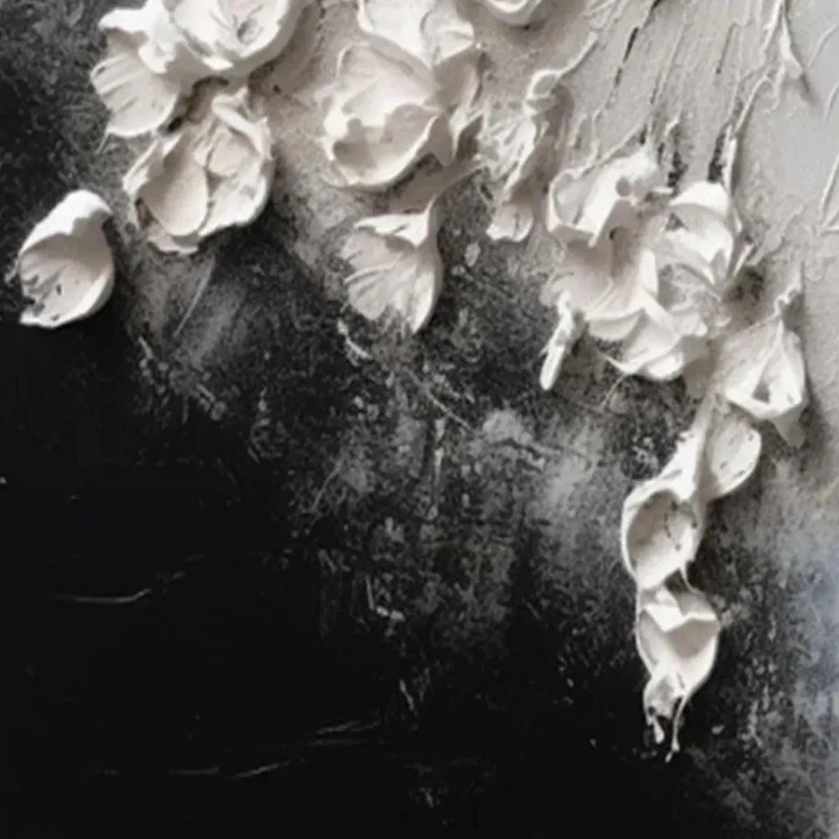 WHITE FLORAL IMPASTO: Textured Floral Painting, Square Wall Art - Image 8