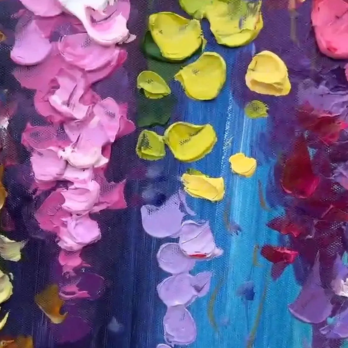 WISTERIA WATERFALL: Textured Floral Painting, Colorful Wisteria Wall Art, Panoramic Canvas, Impressionist Decor - Image 6