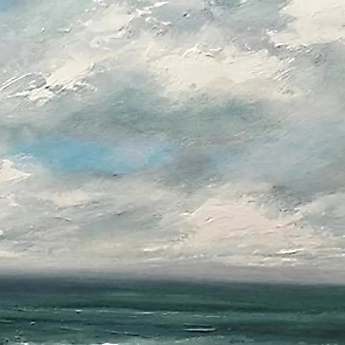 CLOUDY COASTAL SCENE: Square Coastal Landscape Painting, Square Wall Art - Image 8