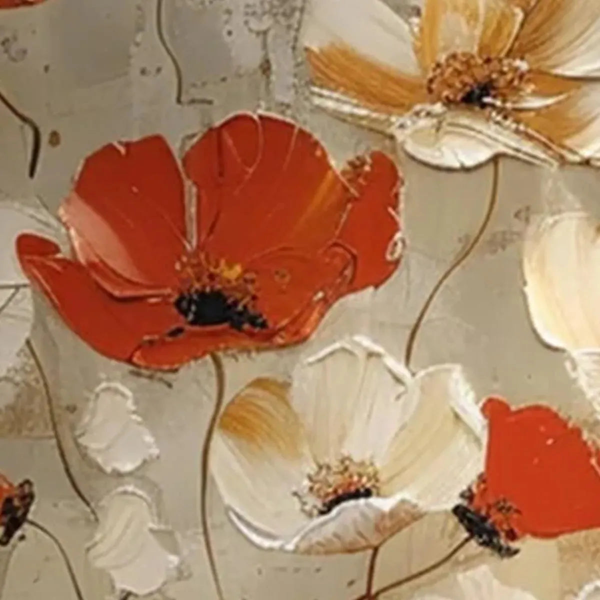 CRIMSON FIELDS: Textured Poppy Painting, Red and White Floral Wall Art, Square Canvas, Romantic Decor - Image 6