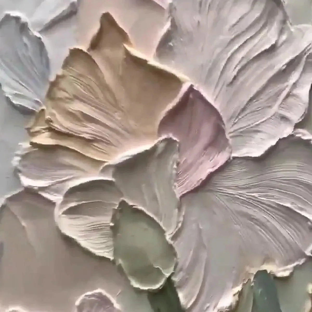 PASTEL PETALS: Textured Impasto Floral Painting, 3D Flower Wall Art, Square Canvas, Romantic Decor - Image 3