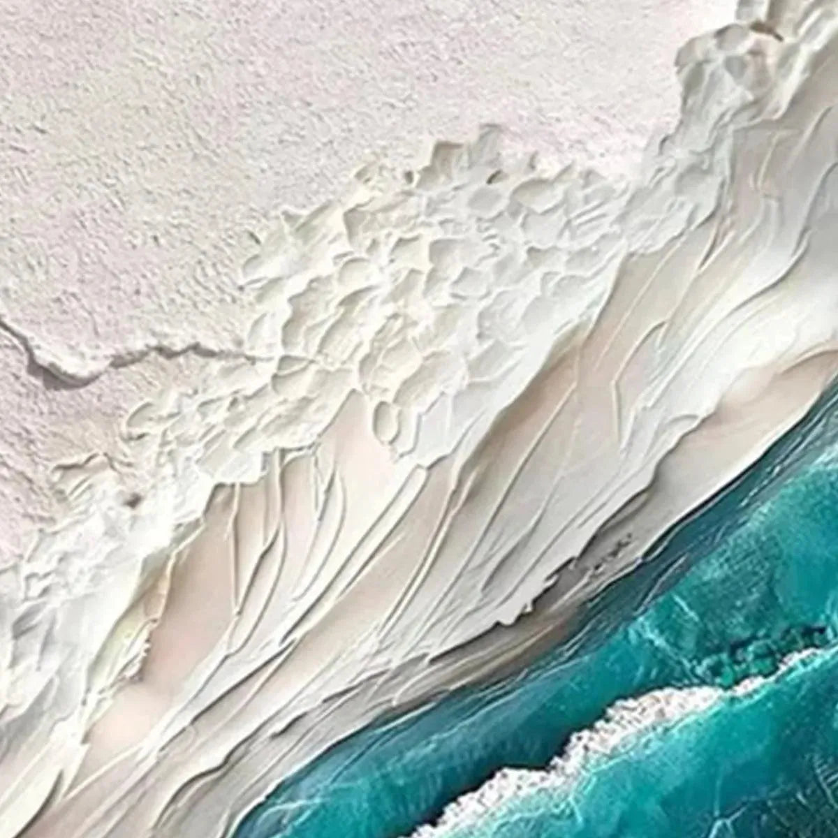 AZURE DREAM: Textured Abstract Seascape, Teal and White Wall Art, Vertical Canvas, Coastal Decor - Image 3