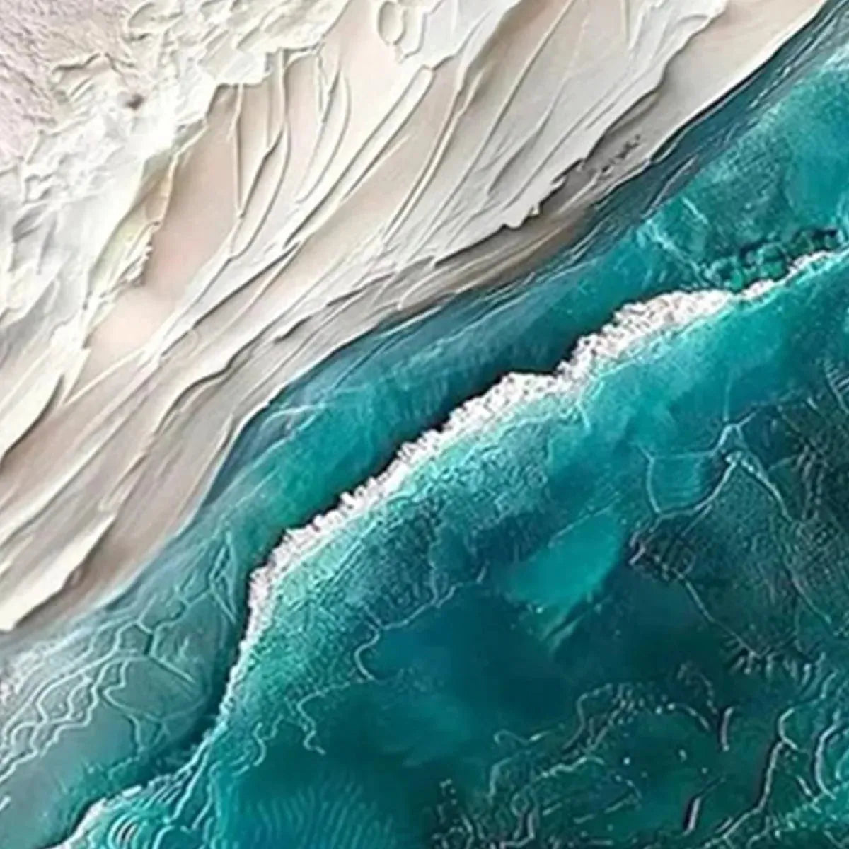 AZURE DREAM: Textured Abstract Seascape, Teal and White Wall Art, Vertical Canvas, Coastal Decor - Image 6