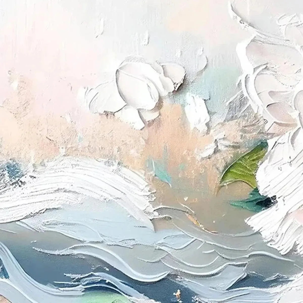 WHITE PEONY DREAM: Textured Peony Painting, Impasto Floral Wall Art, Panoramic Canvas, Romantic Decor - Image 7